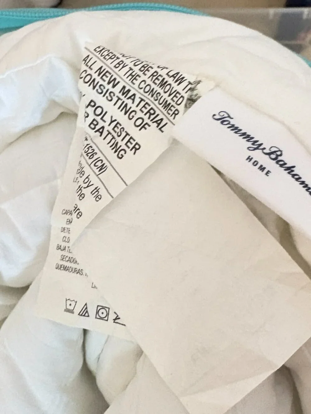 Tommy Bahama Comforter Queen 80x84 White Down Alternative Tonal Stripe Bedding